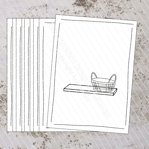 Postkarten / Stempelkarten / Kreativkarten Set (10 Stück Packung) KORB